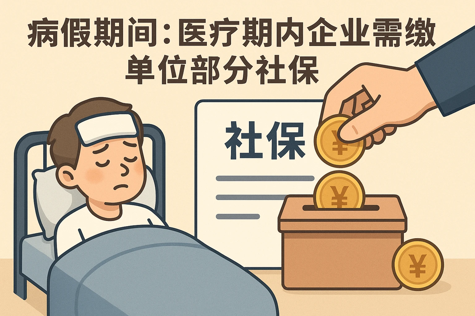 2. 病假期间:医疗期内企业需缴纳单位部分社保