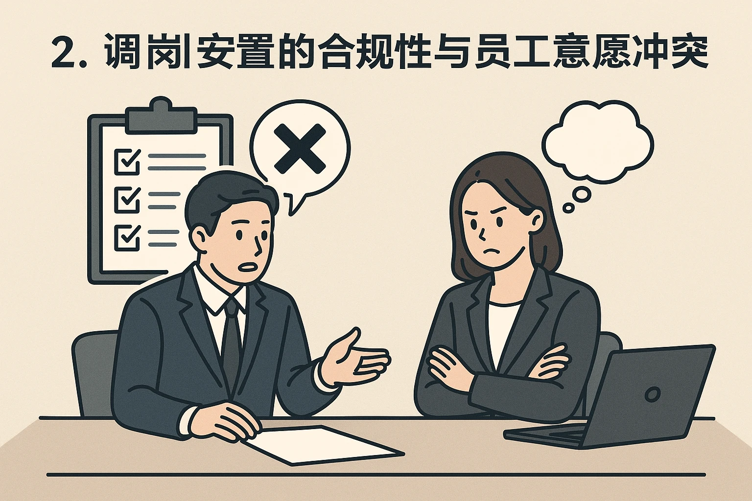 2. 调岗安置的合规性与员工意愿冲突