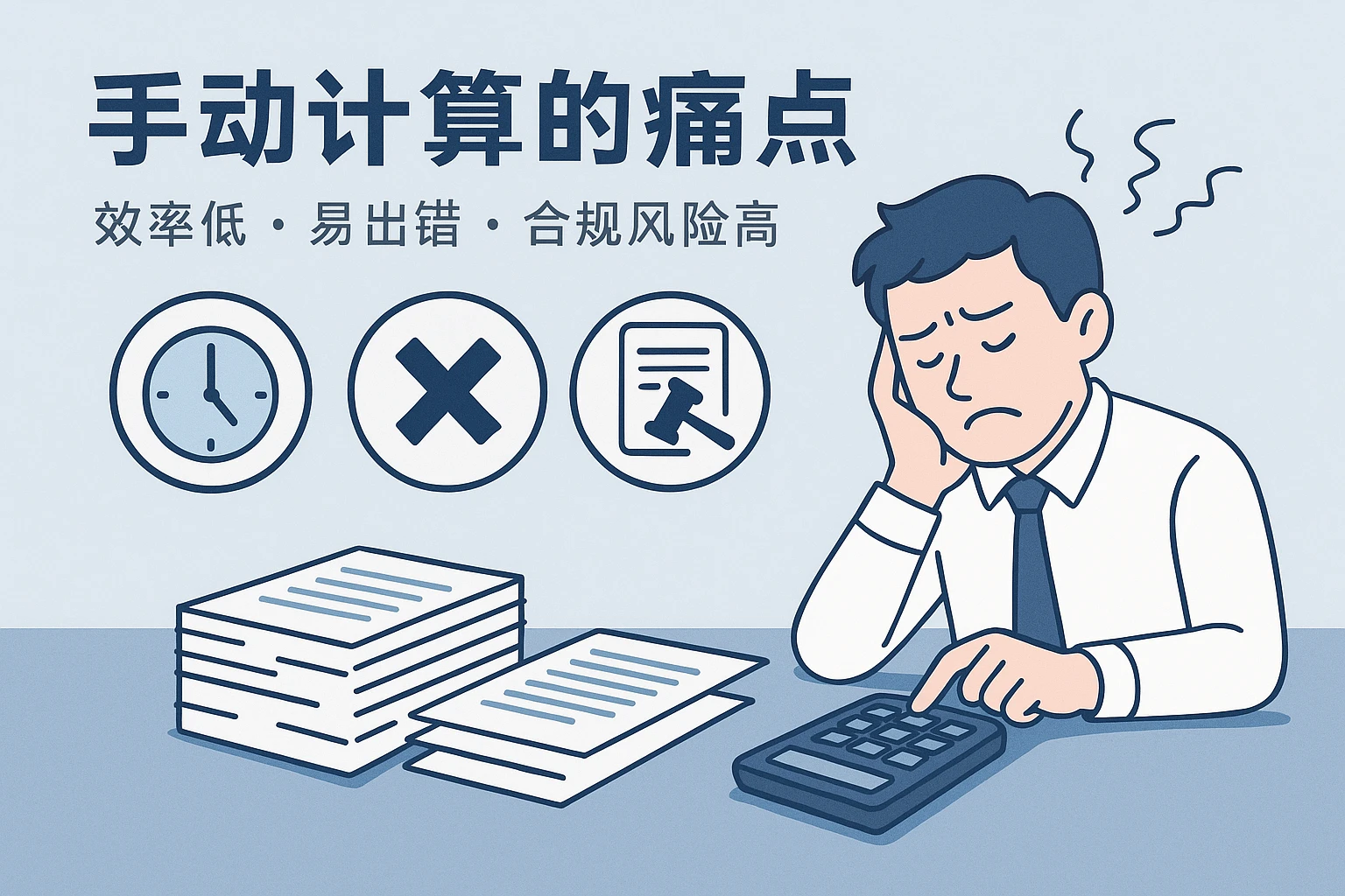 2. 手动计算的痛点：效率低、易出错、合规风险高