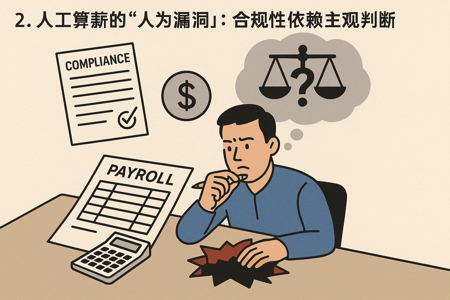 2. 人工算薪的“人为漏洞”:合规性依赖主观判断