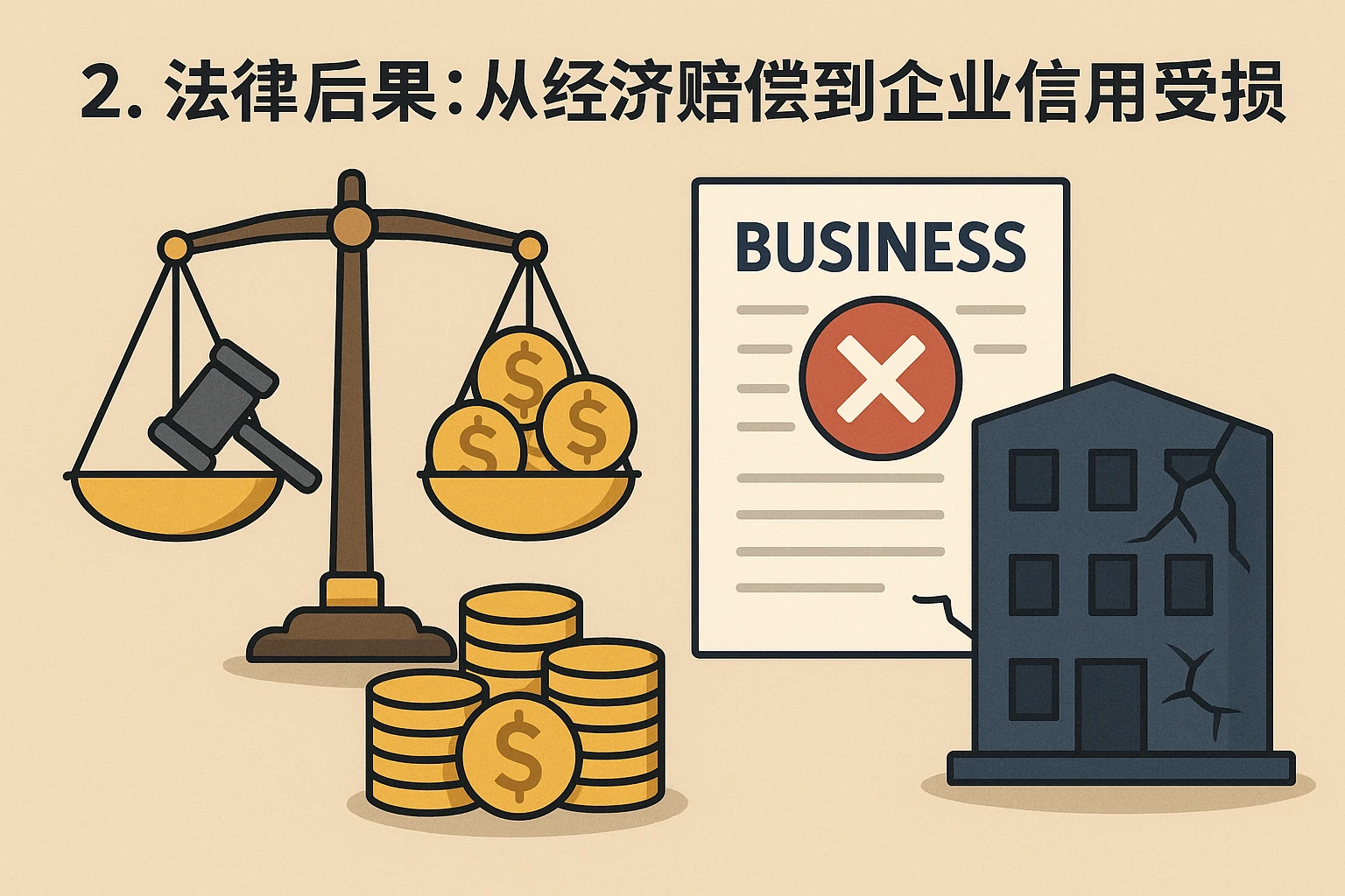 2. 法律后果：从经济赔偿到企业信用受损