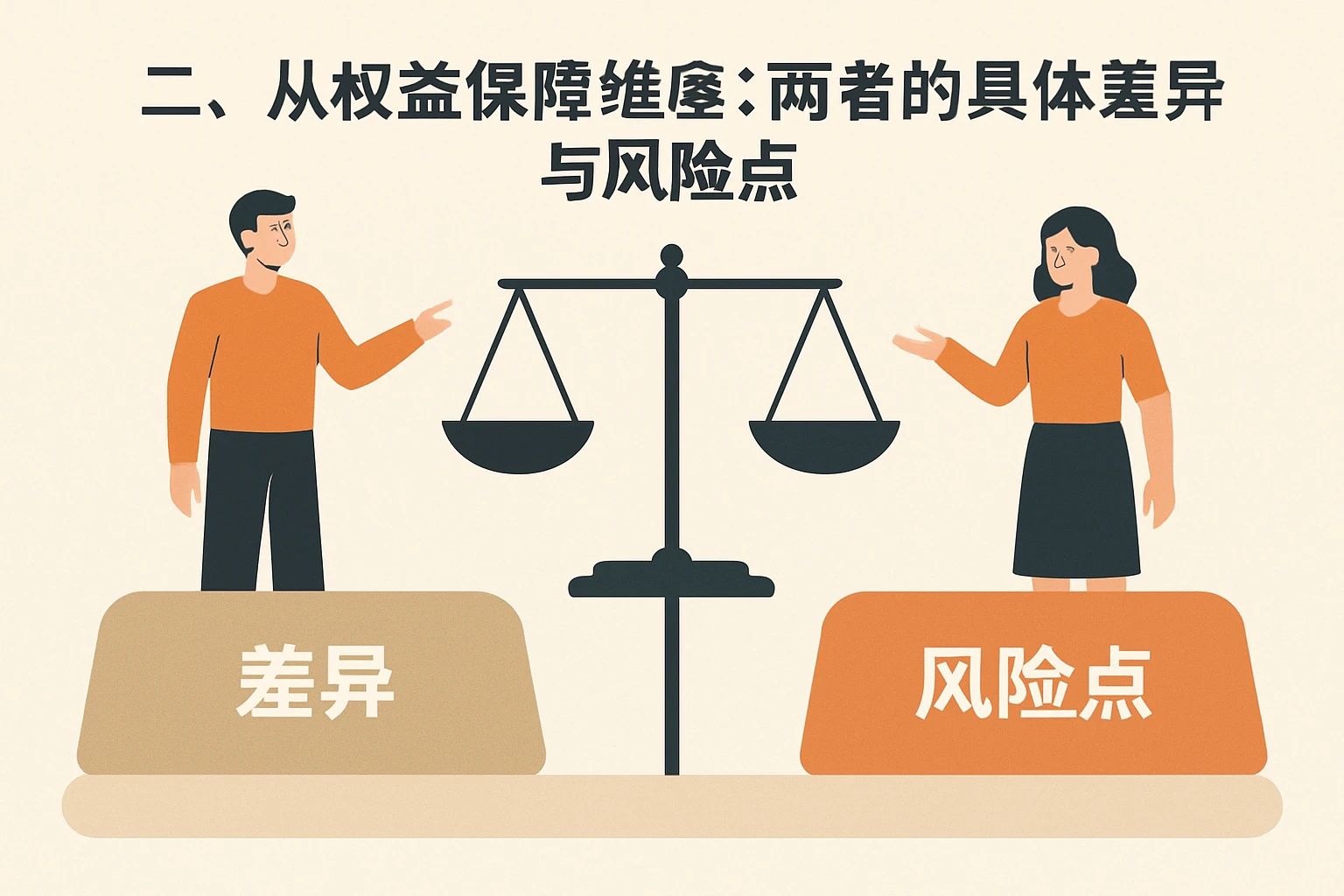 二、从权益保障维度：两者的具体差异与风险点