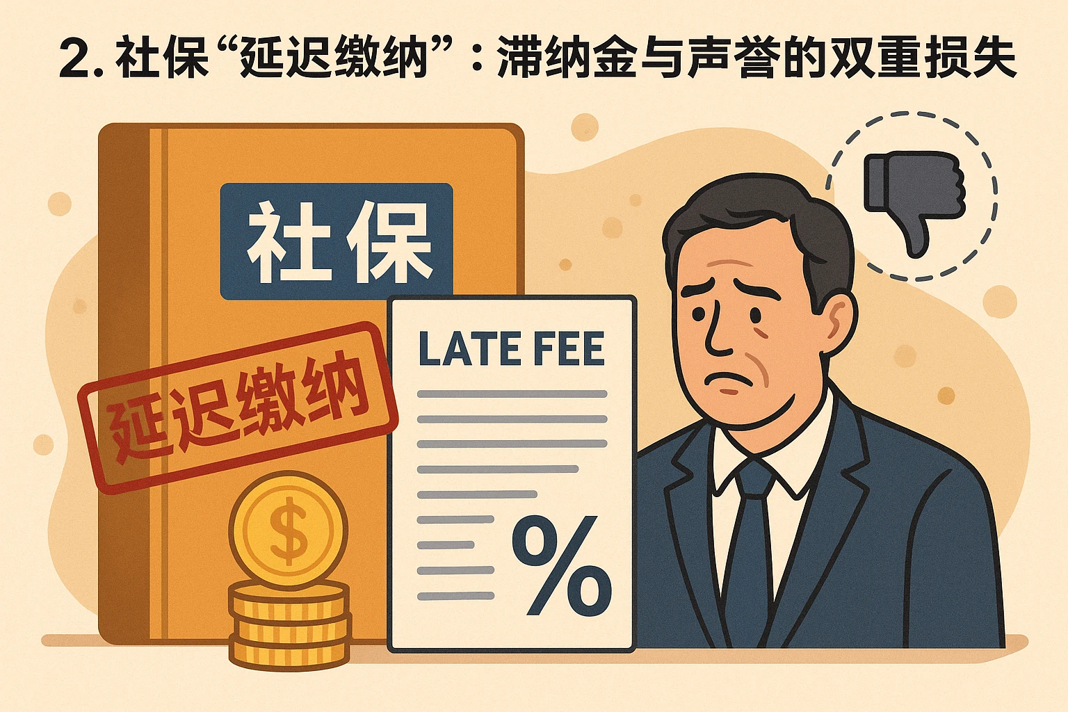 2. 社保“延迟缴纳”:滞纳金与声誉的双重损失