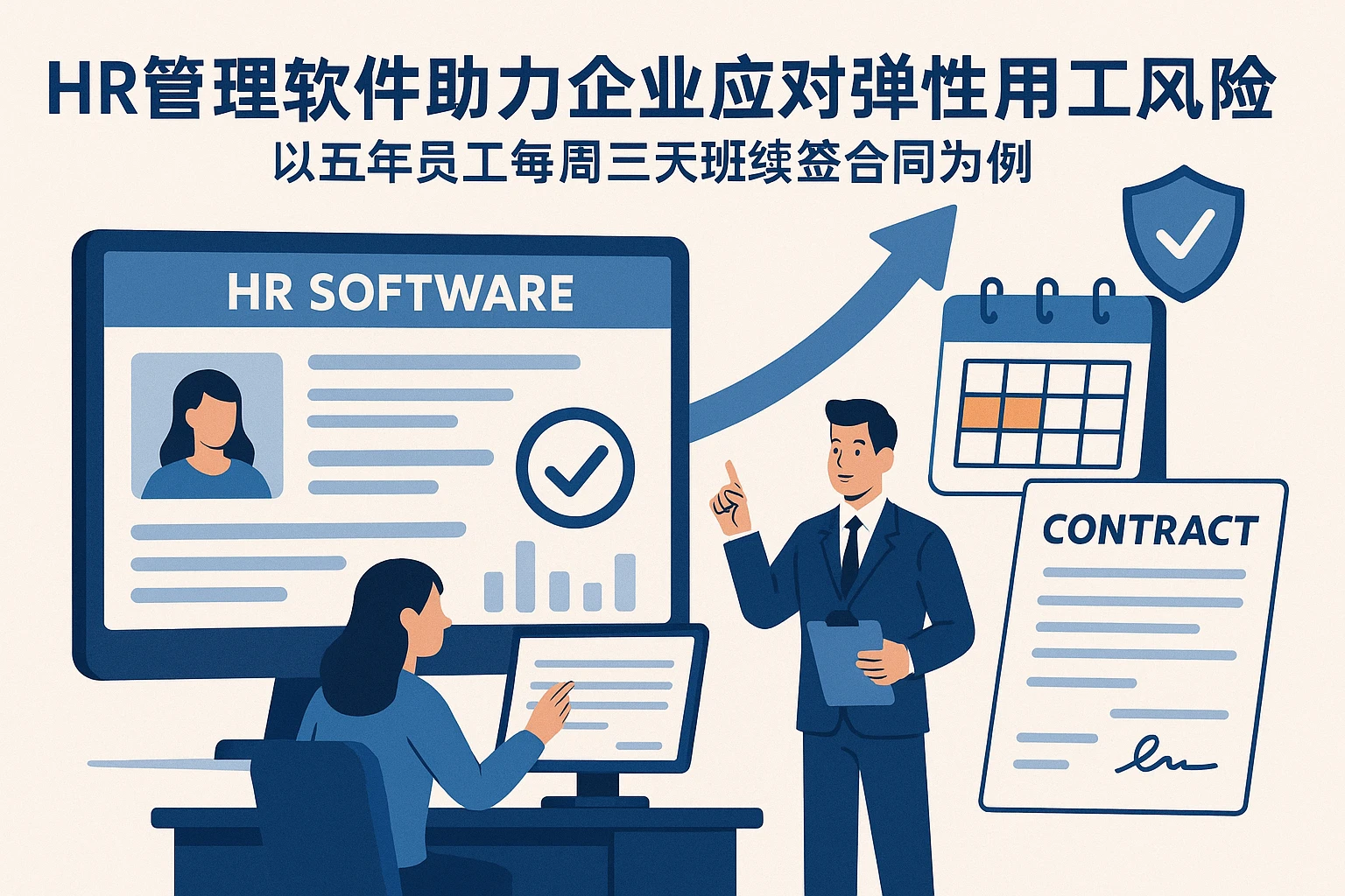HR管理软件助力企业应对弹性用工风险——以五年员工每周三天班续签合同为例
