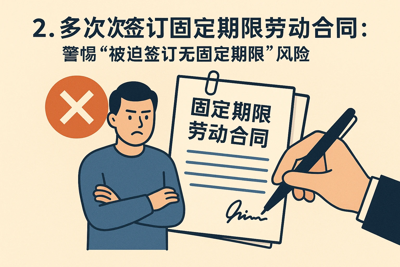 2. 多次签订固定期限劳动合同：警惕“被迫签订无固定期限”风险