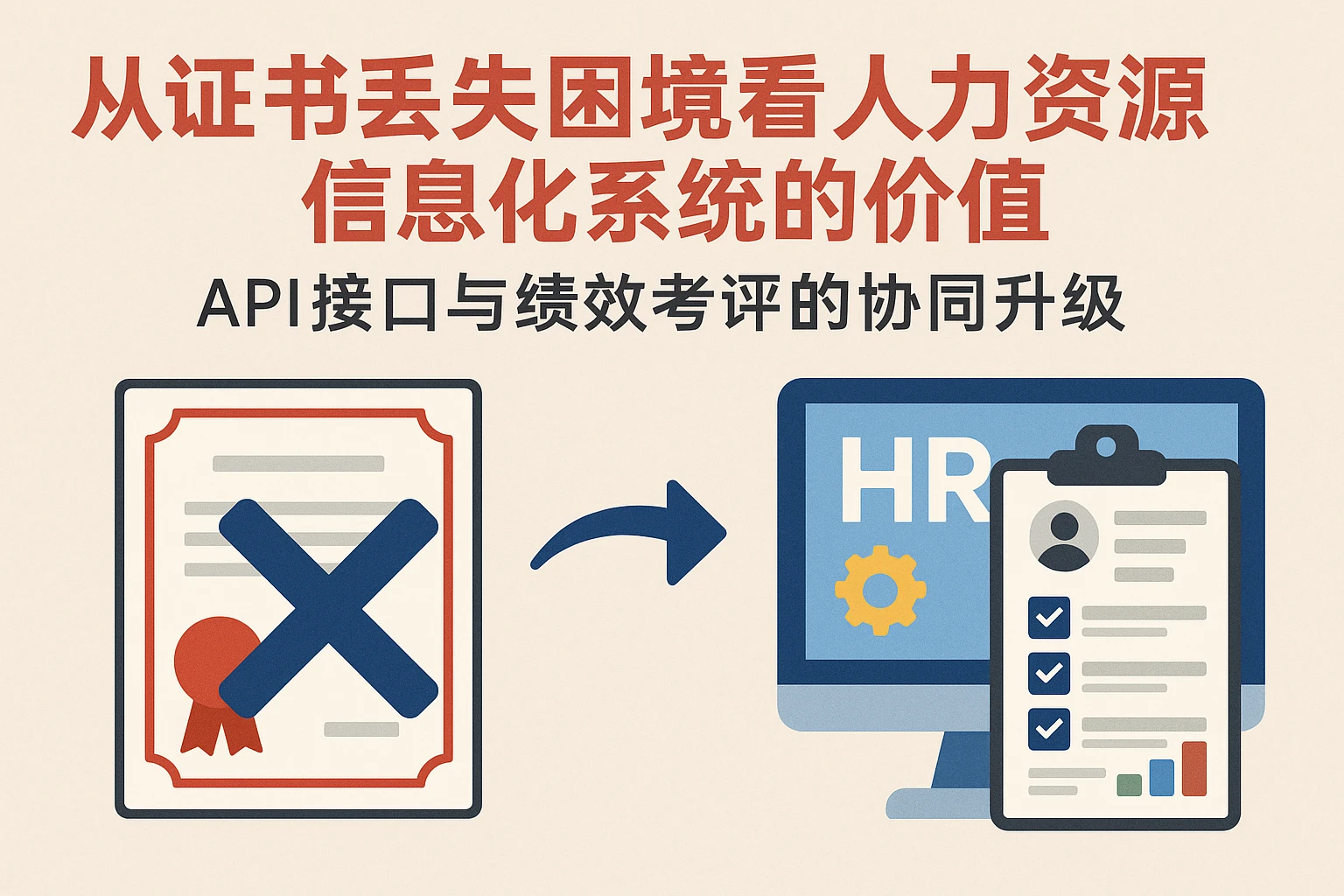 从证书丢失困境看人力资源信息化系统的价值：API接口与绩效考评的协同升级