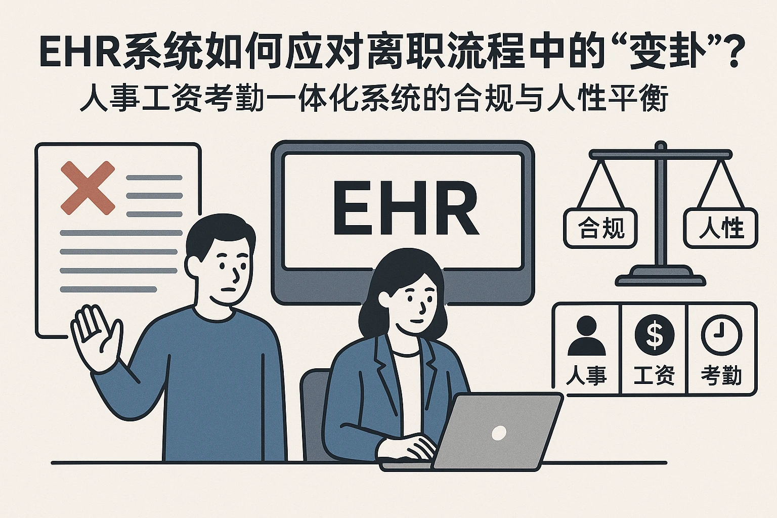 EHR系统如何应对离职流程中的“变卦”?人事工资考勤一体化系统的合规与人性平衡