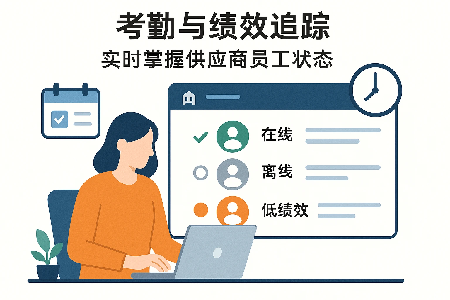 2. 考勤与绩效追踪：实时掌握供应商员工状态