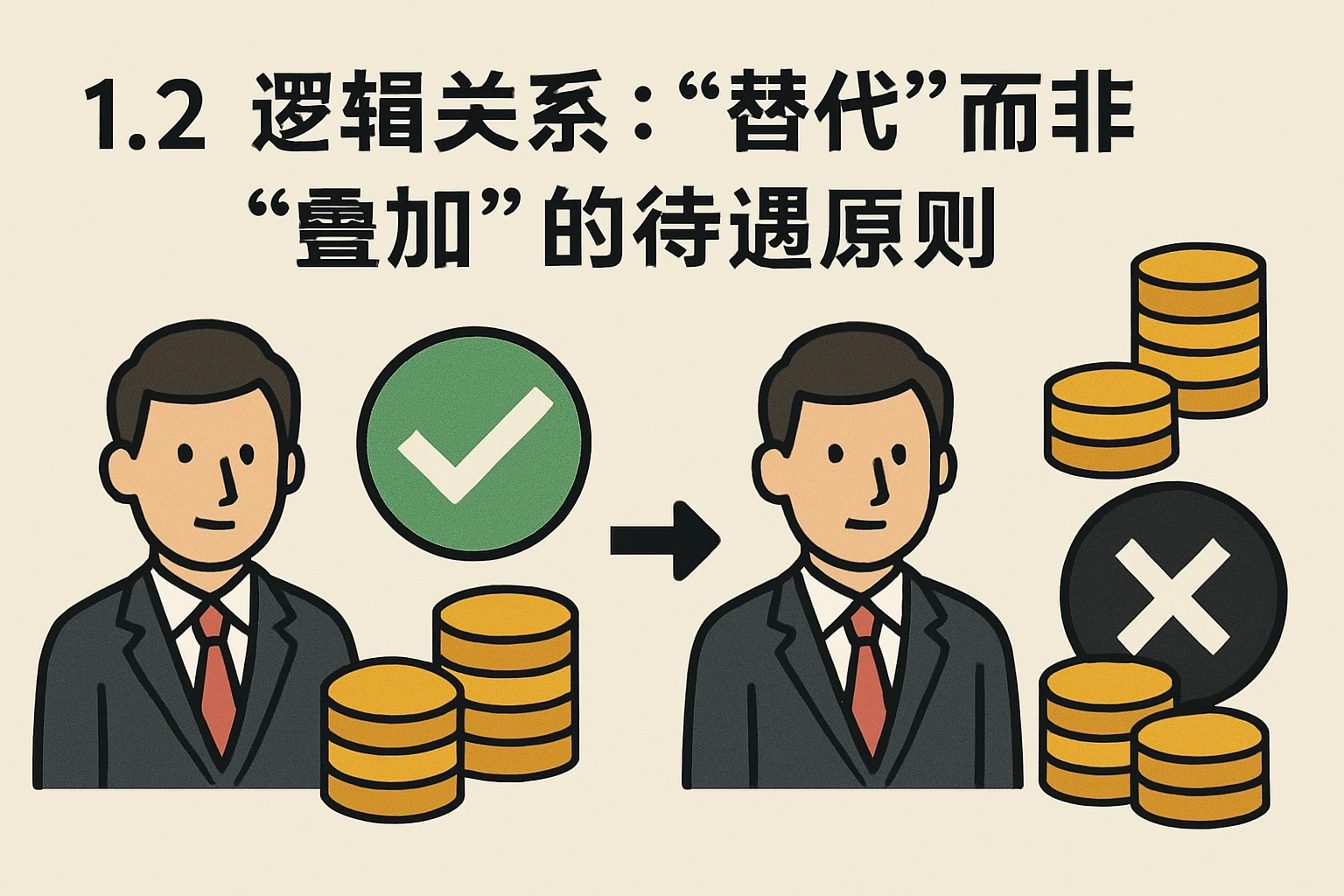 1.2 逻辑关系：“替代”而非“叠加”的待遇原则