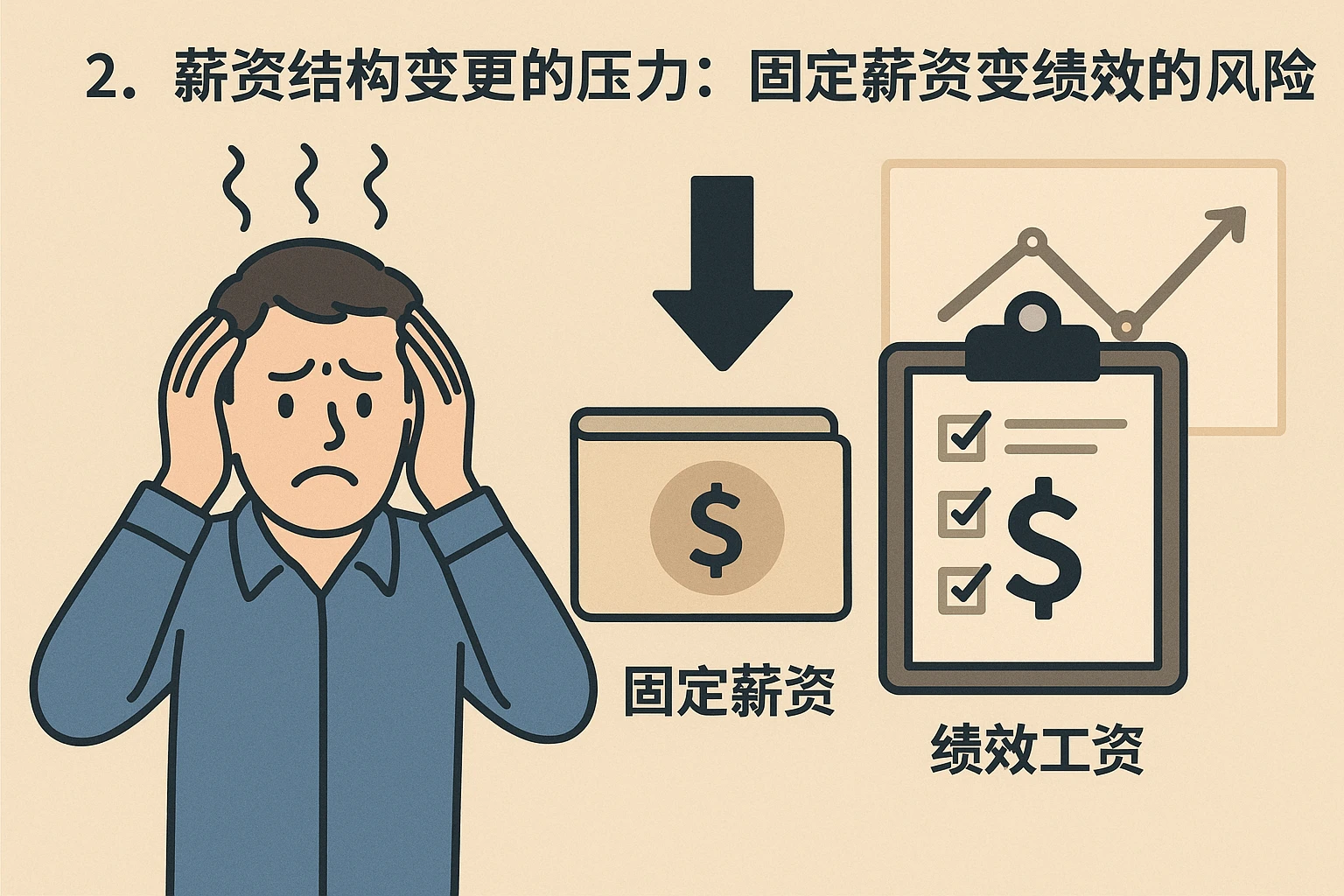 2. 薪资结构变更的压力：固定薪资变绩效的风险