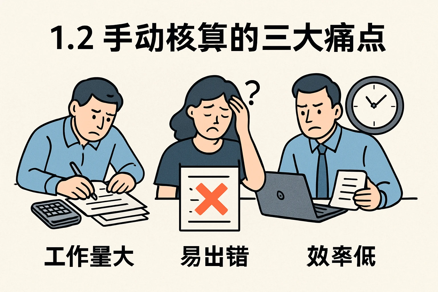 1.2 手动核算的三大痛点
