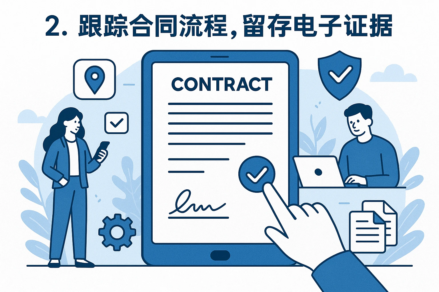 2. 跟踪合同流程,留存电子证据