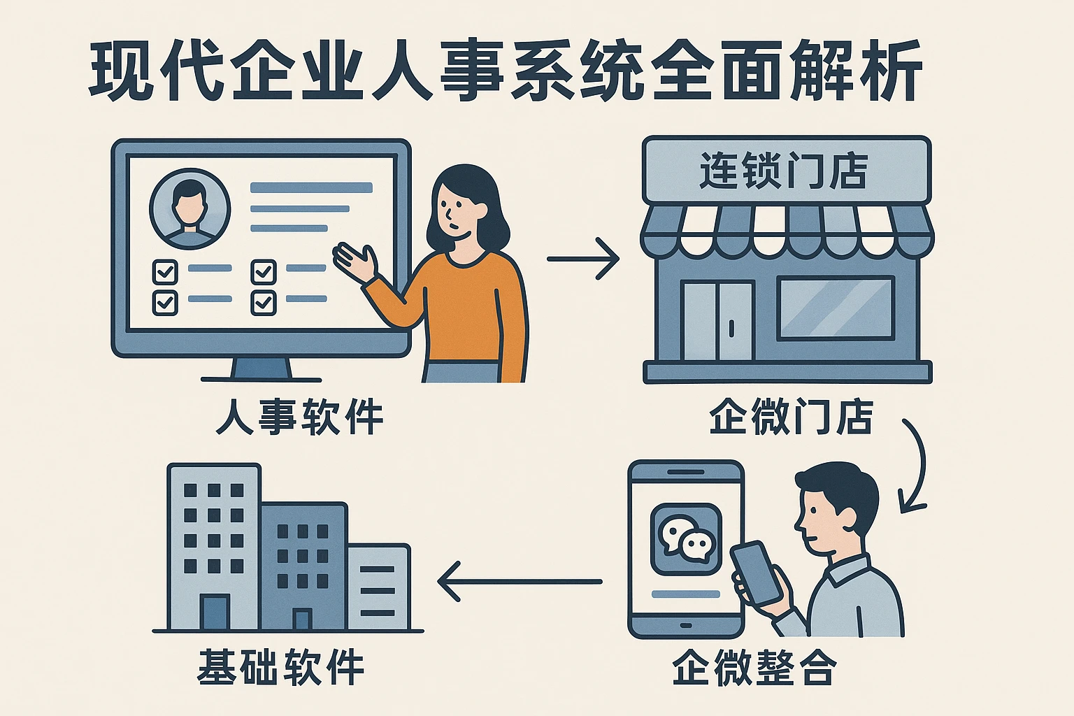 现代企业人事系统全面解析：从基础软件到连锁门店与企微整合方案