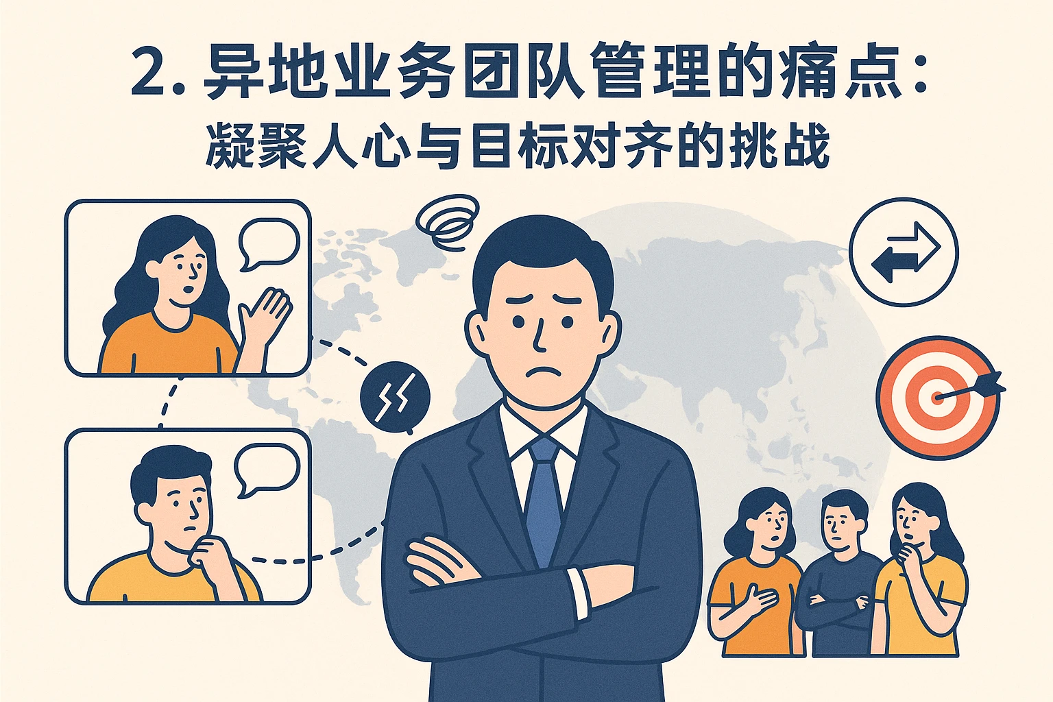 2. 异地业务团队管理的痛点:凝聚人心与目标对齐的挑战