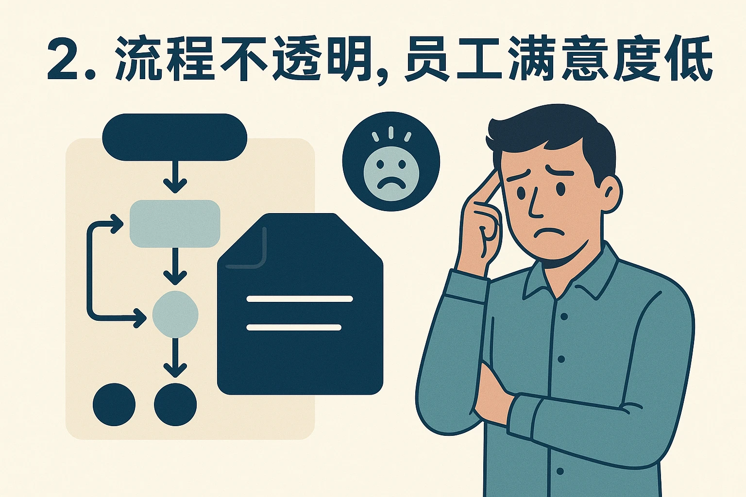 2. 流程不透明,员工满意度低