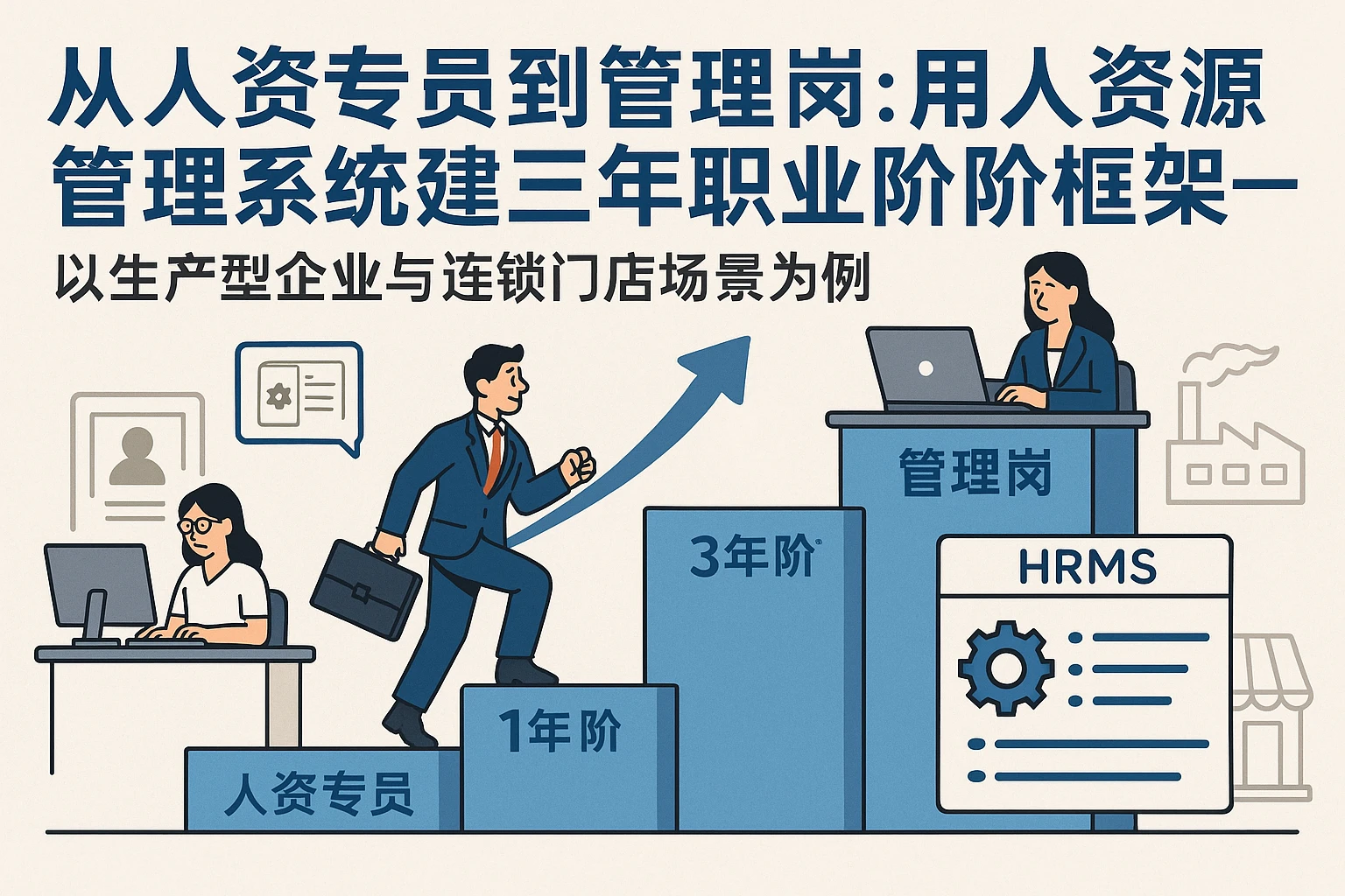 从人资专员到管理岗：用人力资源管理系统搭建三年职业进阶框架——以生产型企业与连锁门店场景为例
