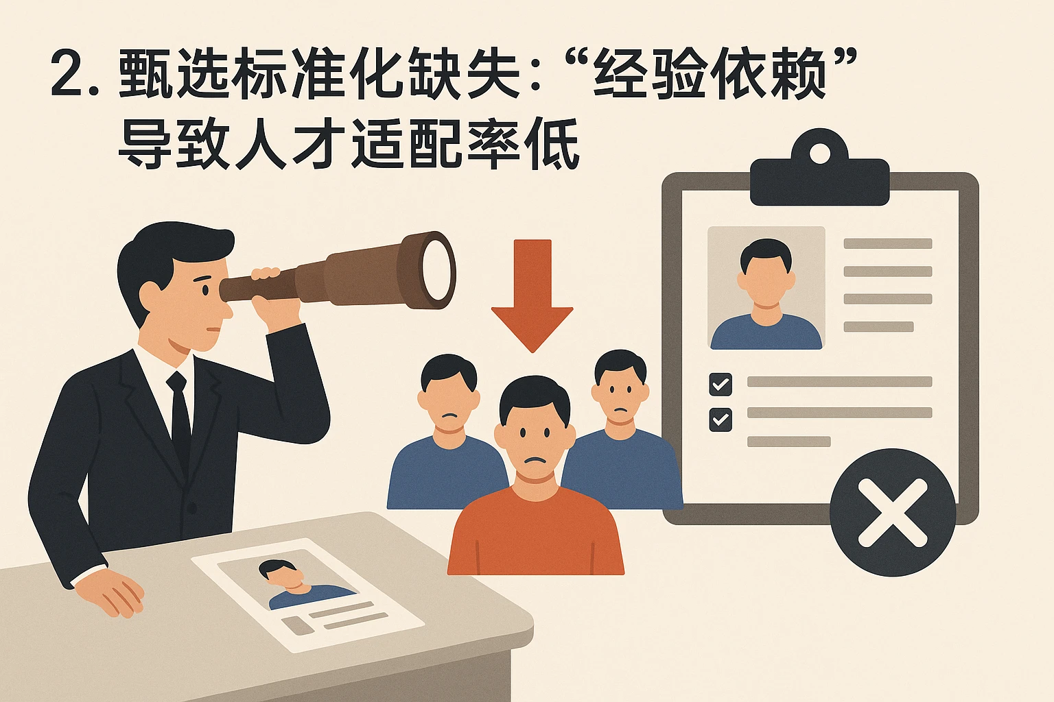 2. 甄选标准化缺失：“经验依赖”导致人才适配率低