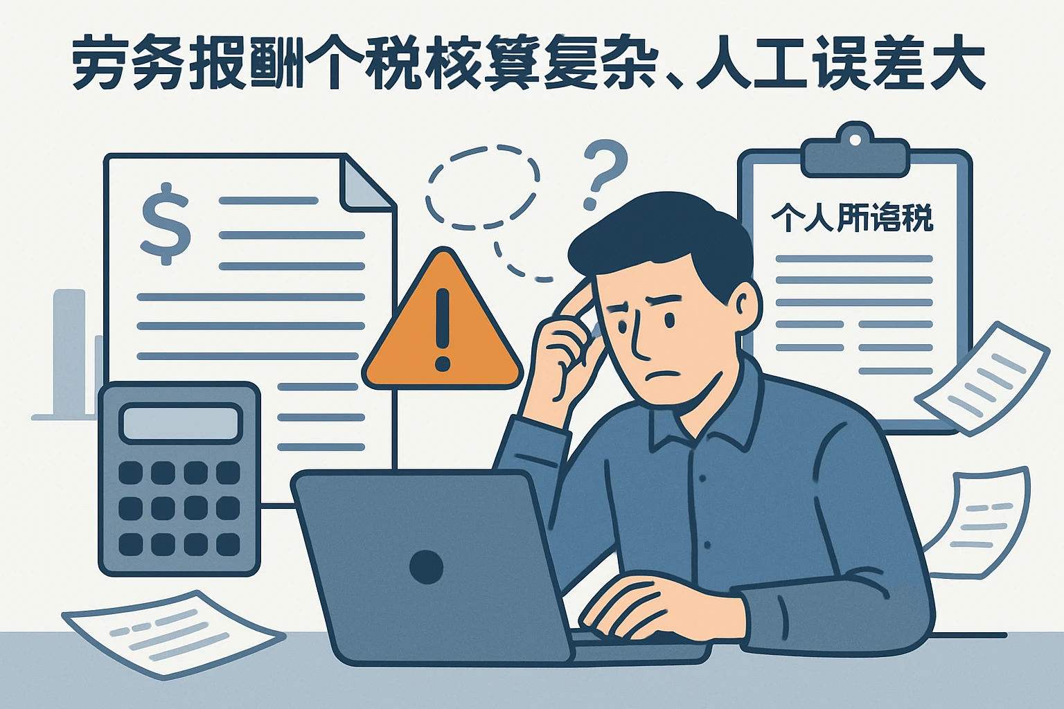 2. 劳务报酬个税核算复杂，人工误差大