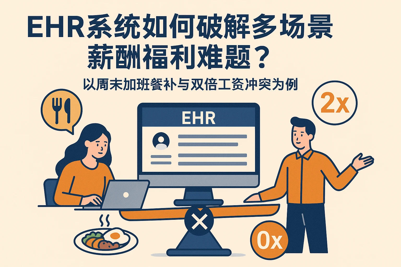 EHR系统如何破解多场景薪酬福利难题?以周末加班餐补与双倍工资冲突为例