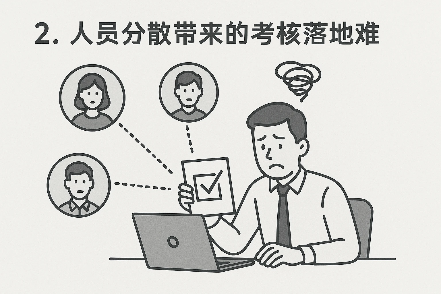 2. 人员分散带来的考核落地难