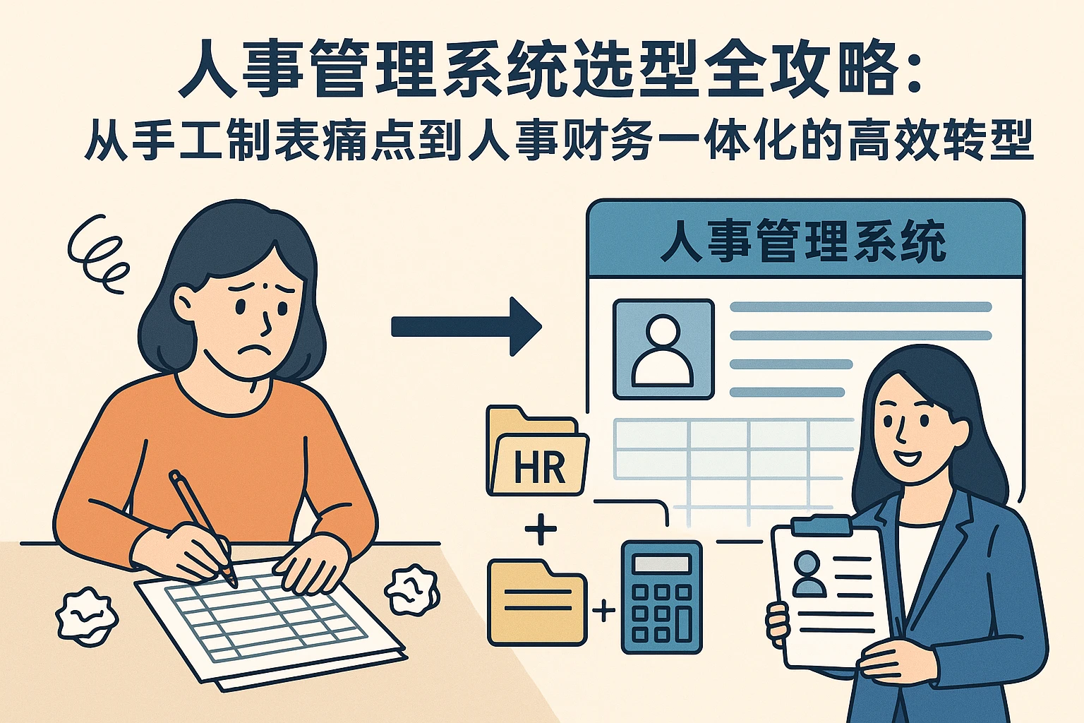 人事管理系统选型全攻略：从手工制表痛点到人事财务一体化的高效转型
