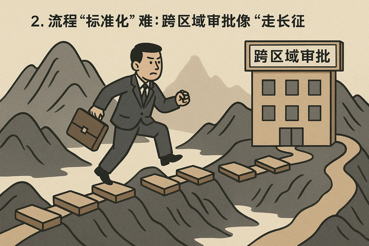 2. 流程“标准化”难:跨区域审批像“走长征”