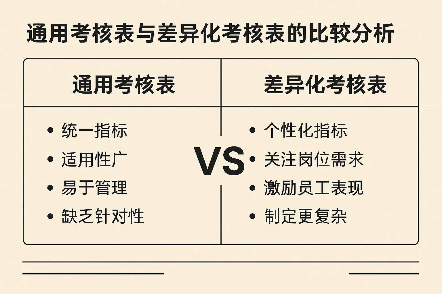 通用考核表与差异化考核表的比较分析