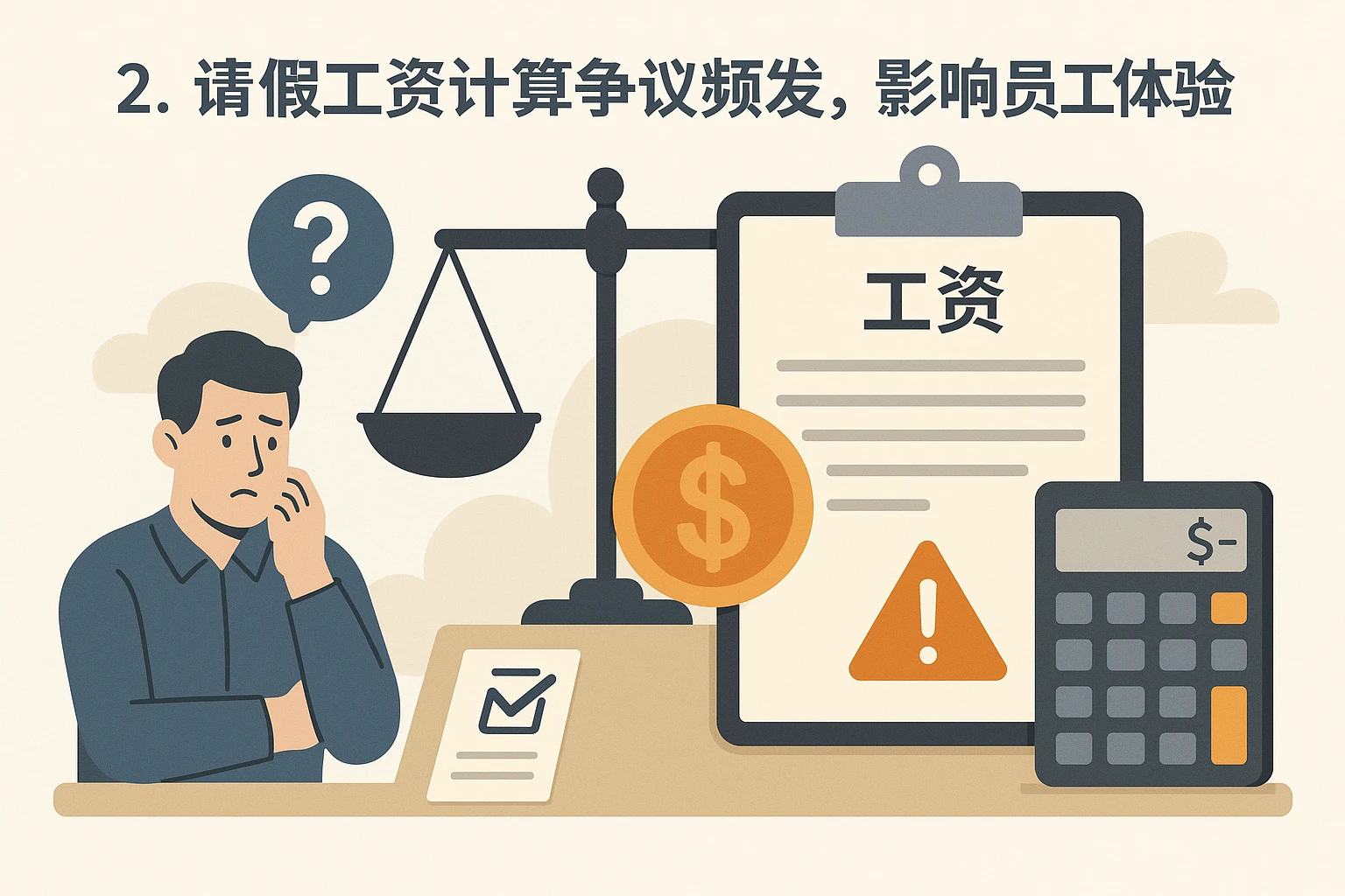 2. 请假工资计算争议频发，影响员工体验