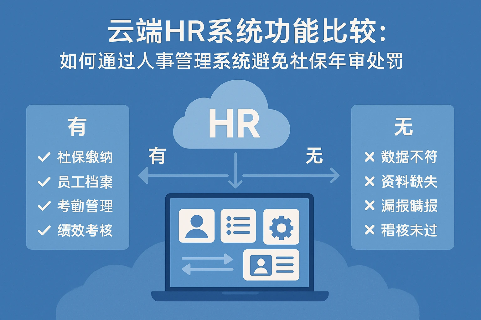 云端HR系统功能比较:如何通过人事管理系统避免社保年审处罚