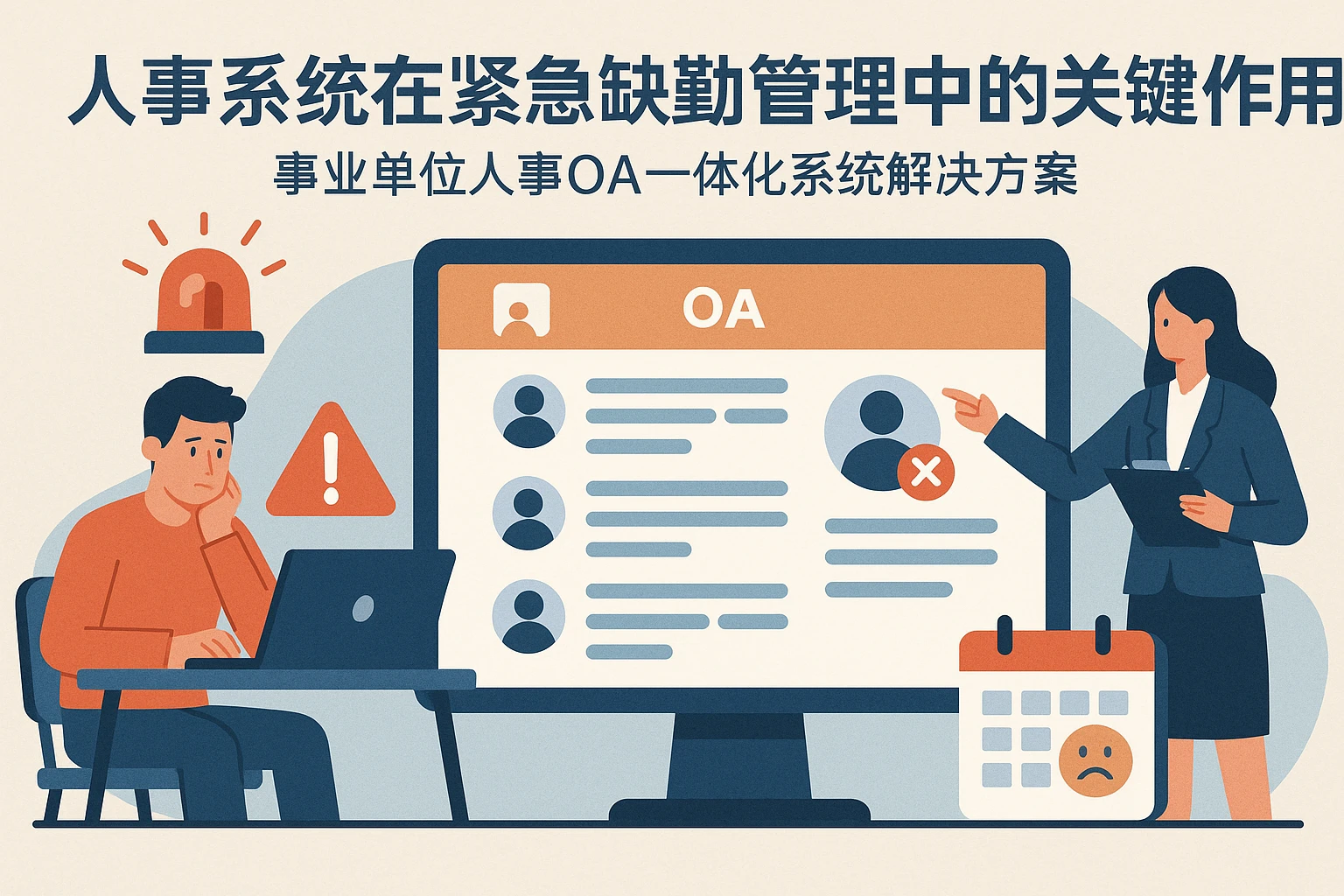 人事系统在紧急缺勤管理中的关键作用:事业单位人事OA一体化系统解决方案