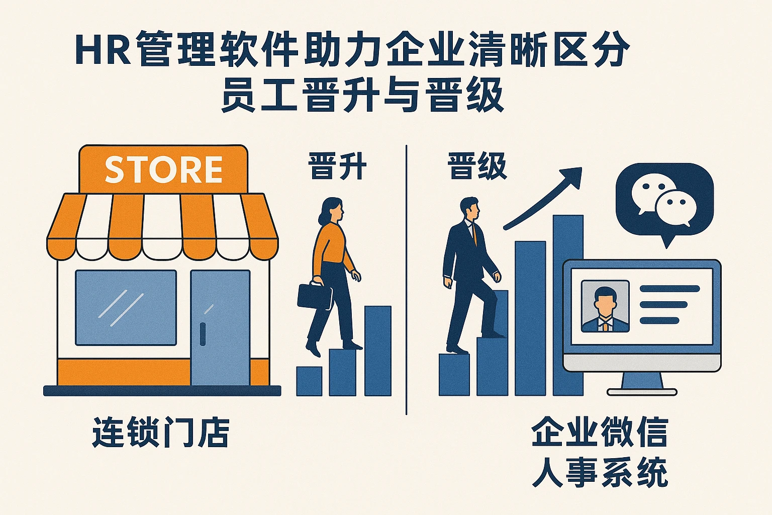 HR管理软件助力企业清晰区分员工晋升与晋级——以连锁门店、企业微信人事系统为例