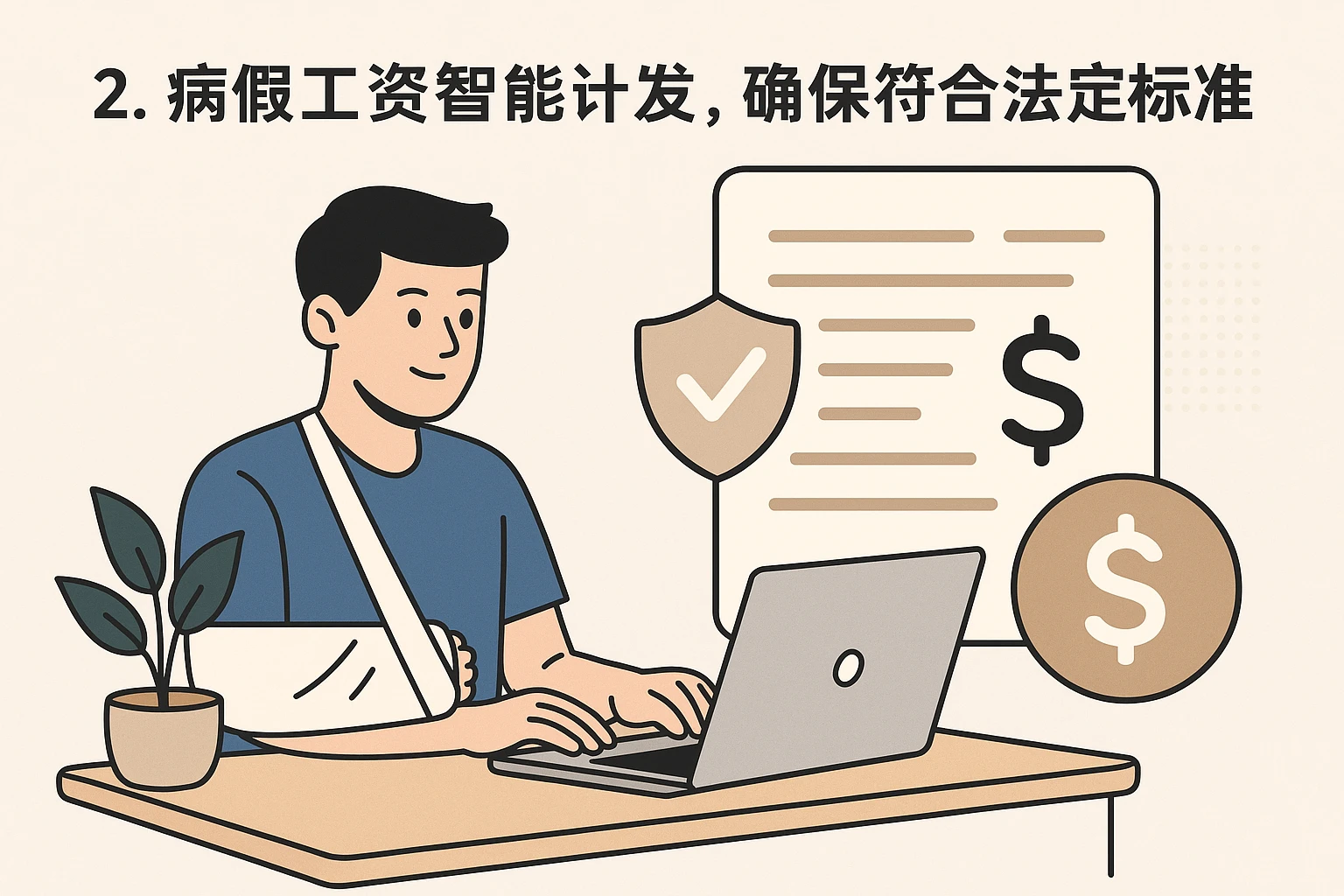 2. 病假工资智能计发,确保符合法定标准