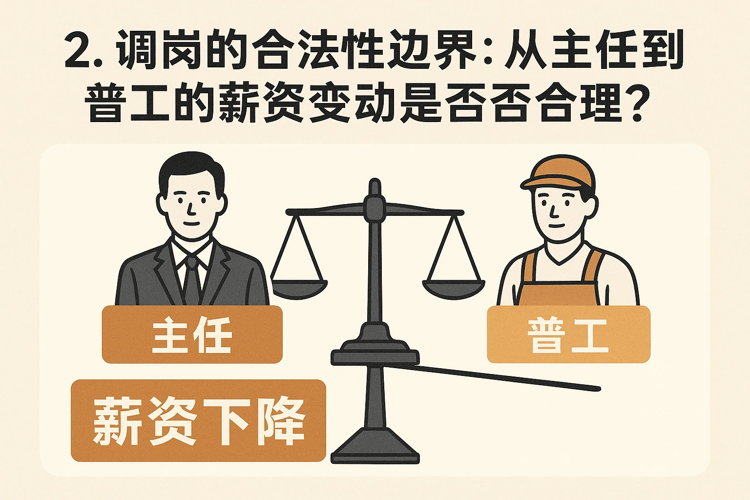 2. 调岗的合法性边界：从主任到普工的薪资变动是否合理？