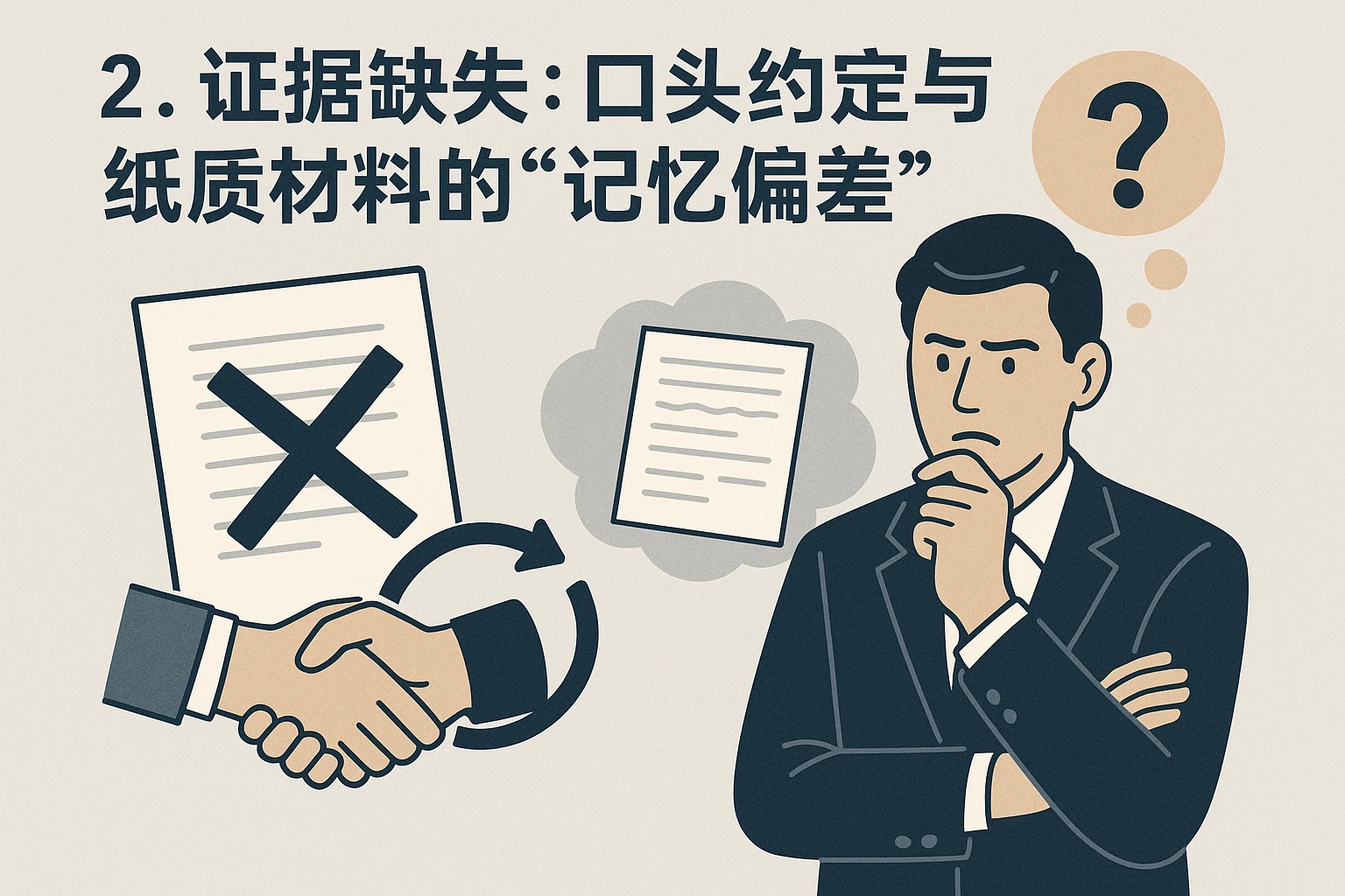 2. 证据缺失：口头约定与纸质材料的“记忆偏差”
