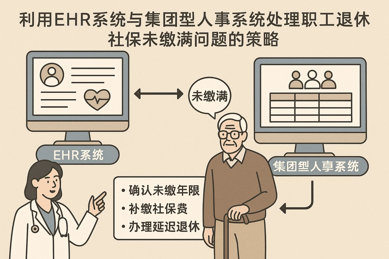 利用EHR系统与集团型人事系统处理职工退休社保未缴满问题的策略