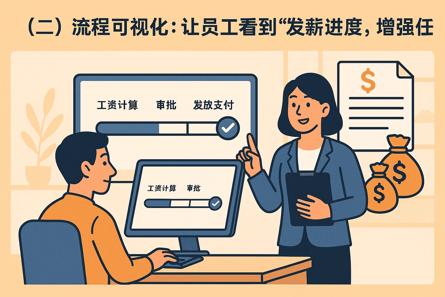(二)流程可视化:让员工看到“发薪进度”,增强信任