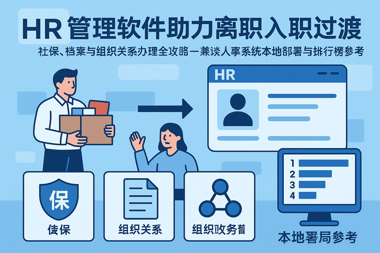 HR管理软件助力离职入职过渡：社保、档案与组织关系办理全攻略——兼谈人事系统本地部署与排行榜参考