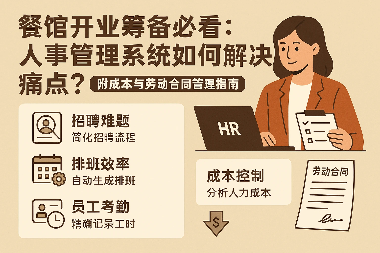 餐馆开业筹备必看：人事管理系统如何解决痛点？附成本与劳动合同管理指南