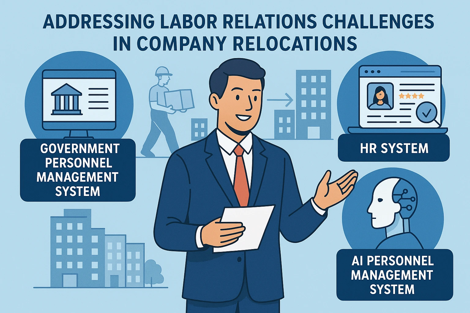 运用HR系统、政府人事管理系统与AI人事管理系统应对企业搬迁中的劳动关系挑战