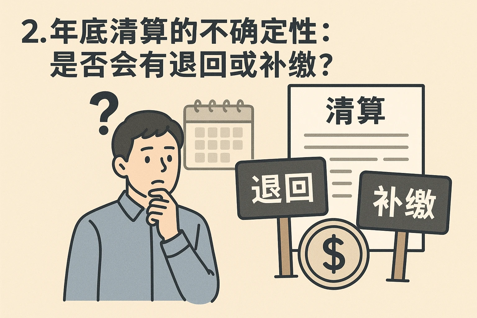 2. 年底清算的不确定性：是否会有退回或补缴？