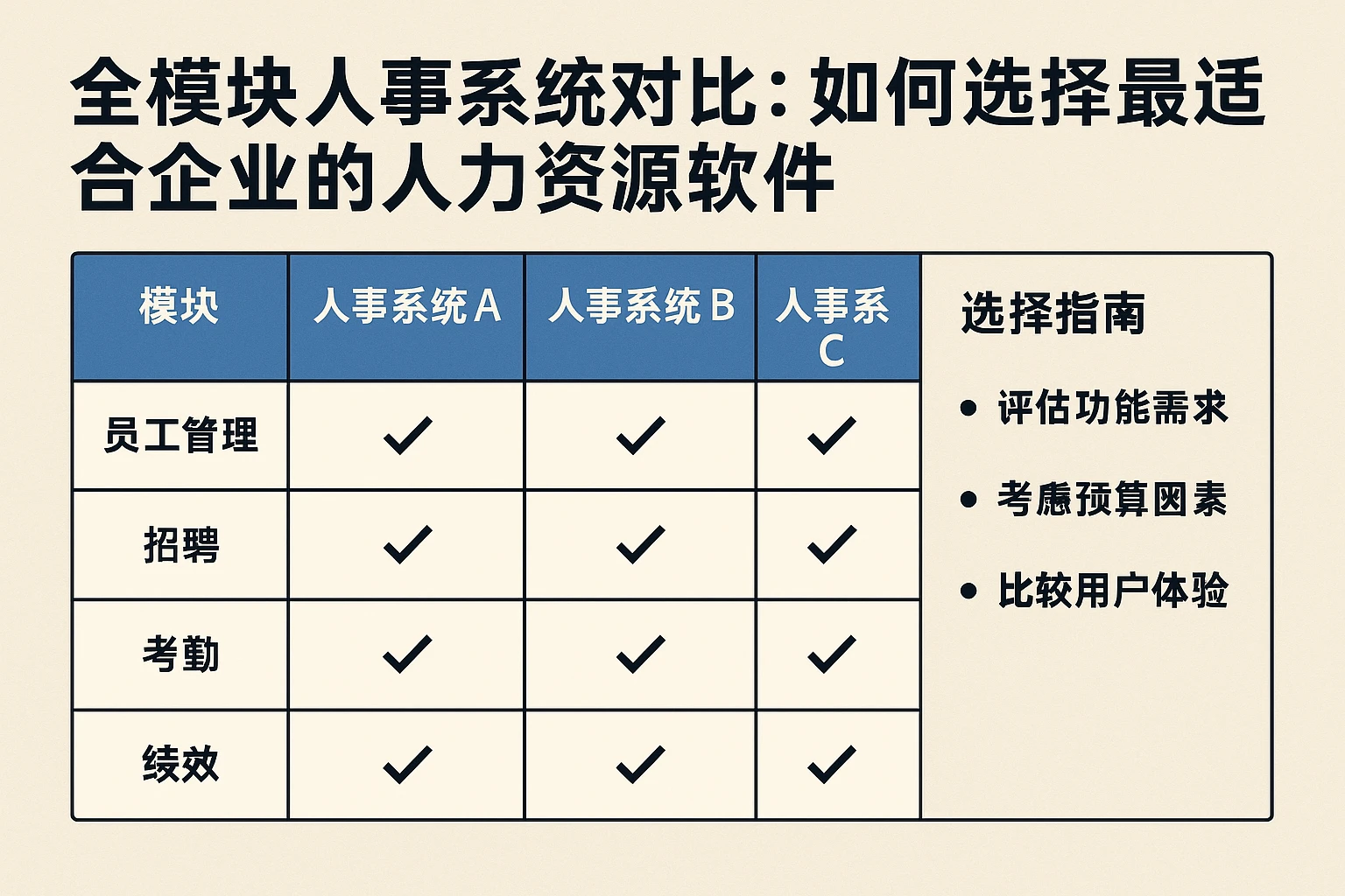 全模块人事系统对比：如何选择最适合企业的人力资源软件