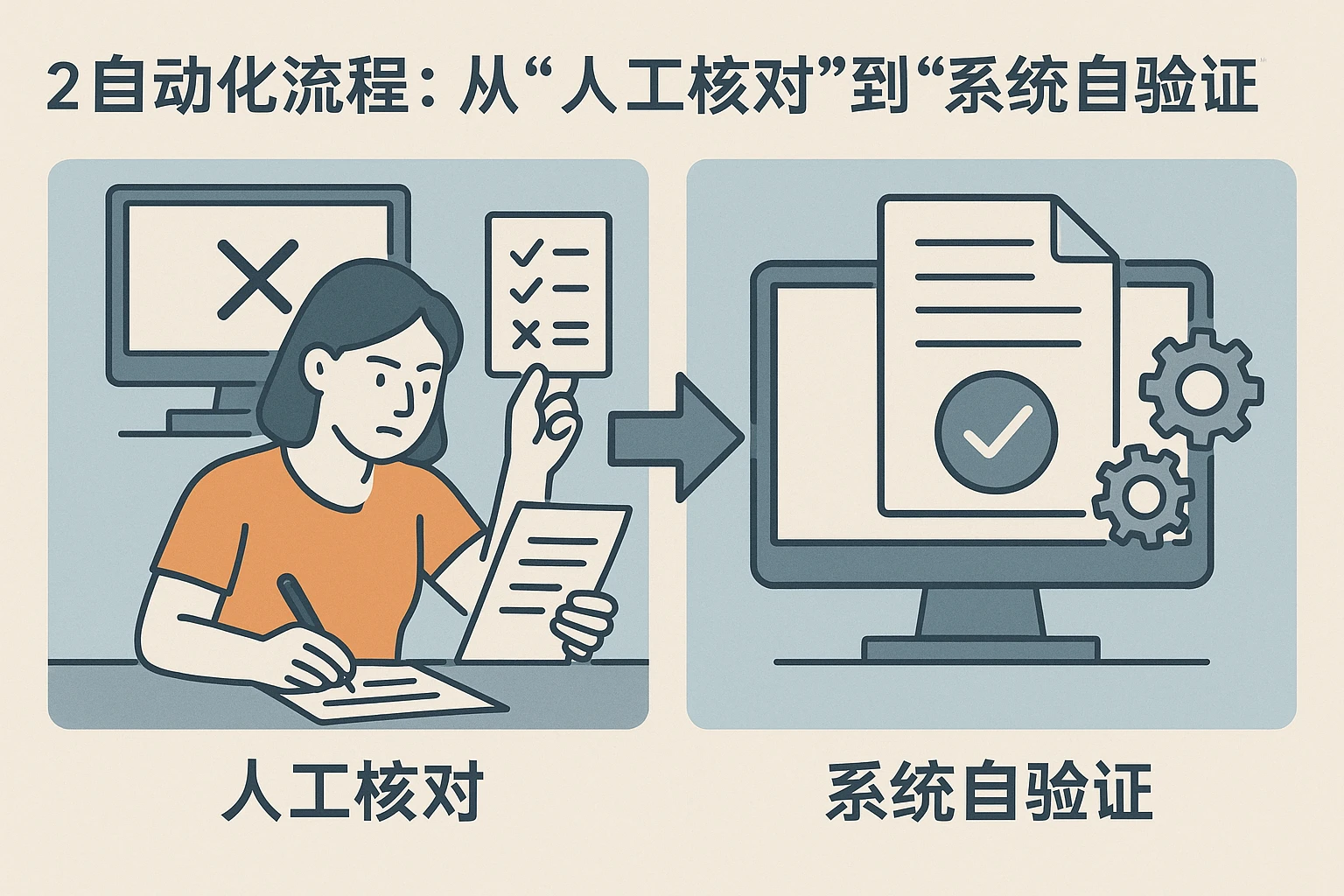 2. 自动化流程：从“人工核对”到“系统自验证”