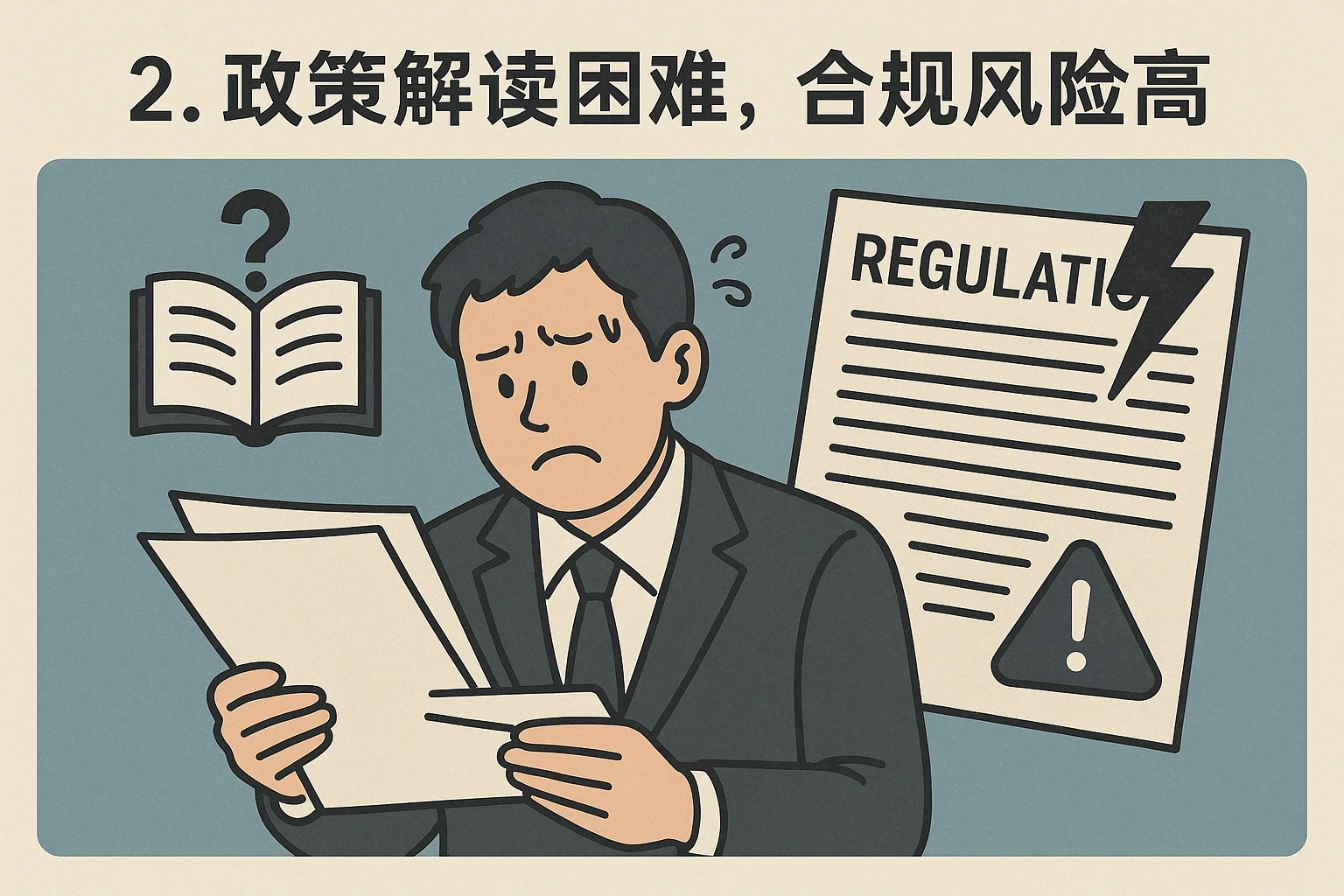 2. 政策解读困难，合规风险高