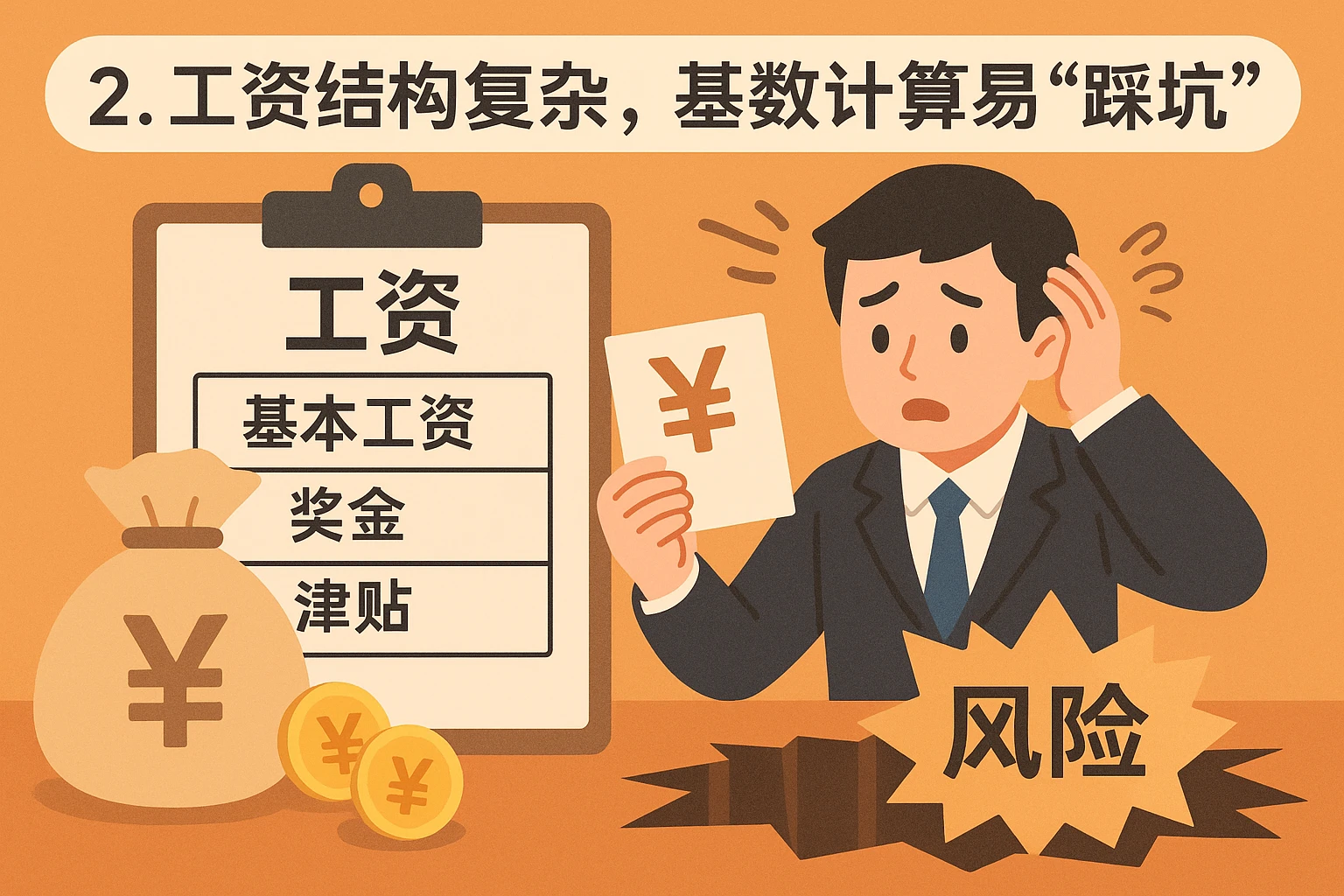 2. 工资结构复杂,基数计算易“踩坑”