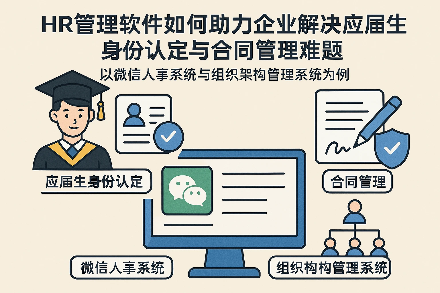 HR管理软件如何助力企业解决应届生身份认定与合同管理难题——以微信人事系统与组织架构管理系统为例