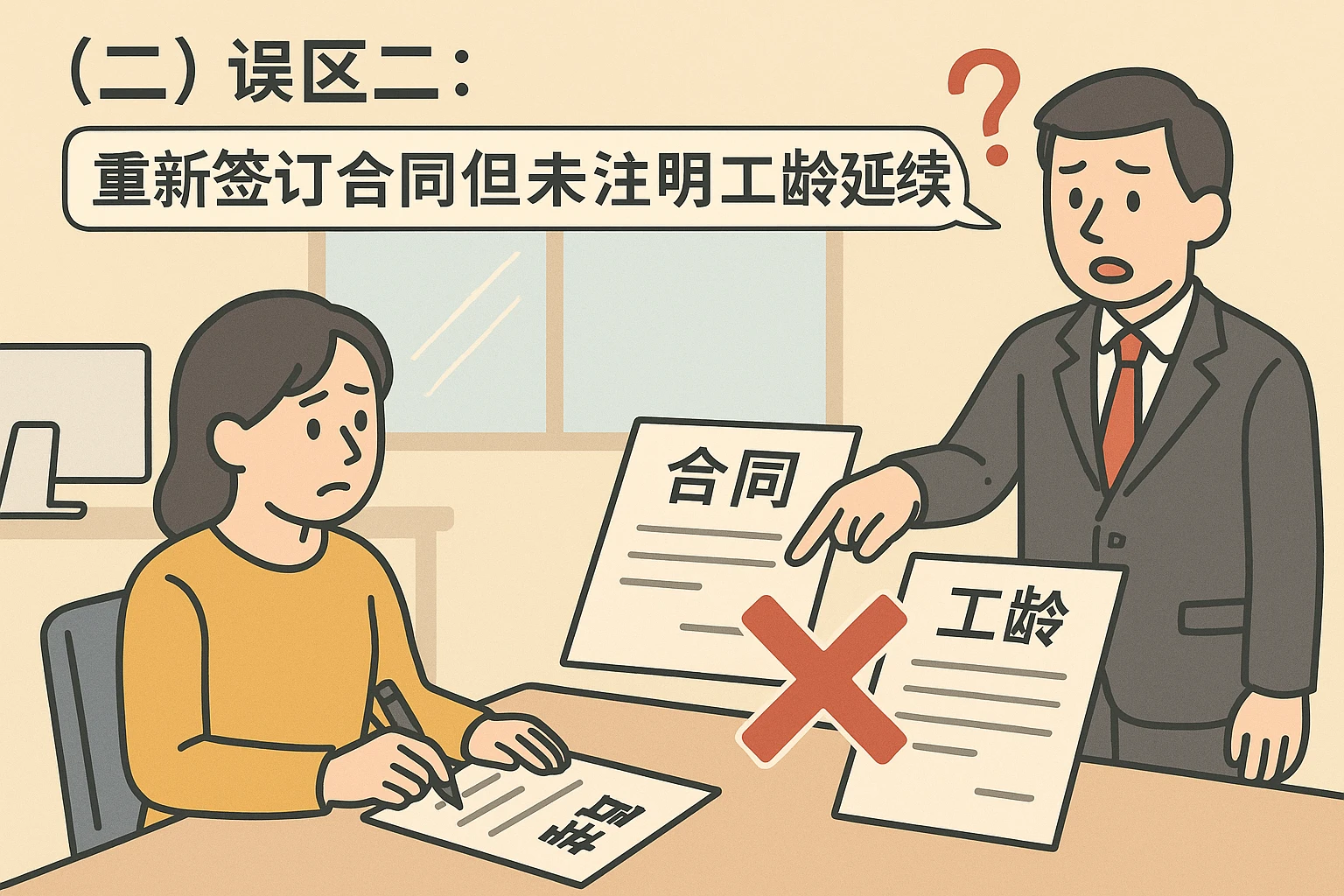 （二）误区二：“重新签订合同但未注明工龄延续”