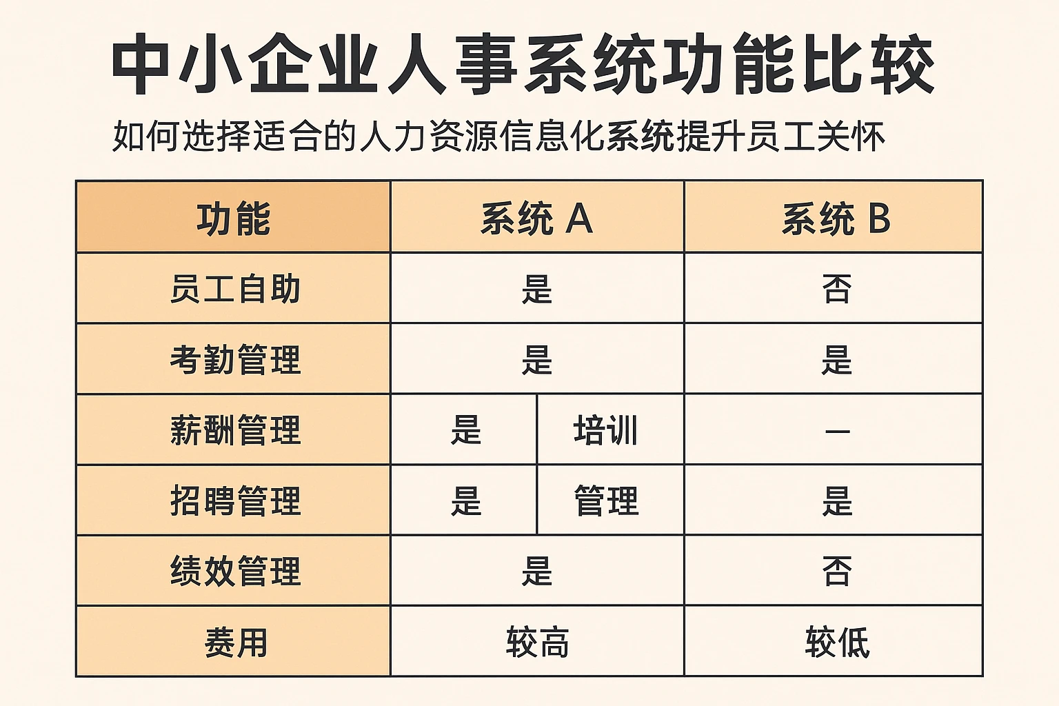 中小企业人事系统功能比较:如何选择适合的人力资源信息化系统提升员工关怀