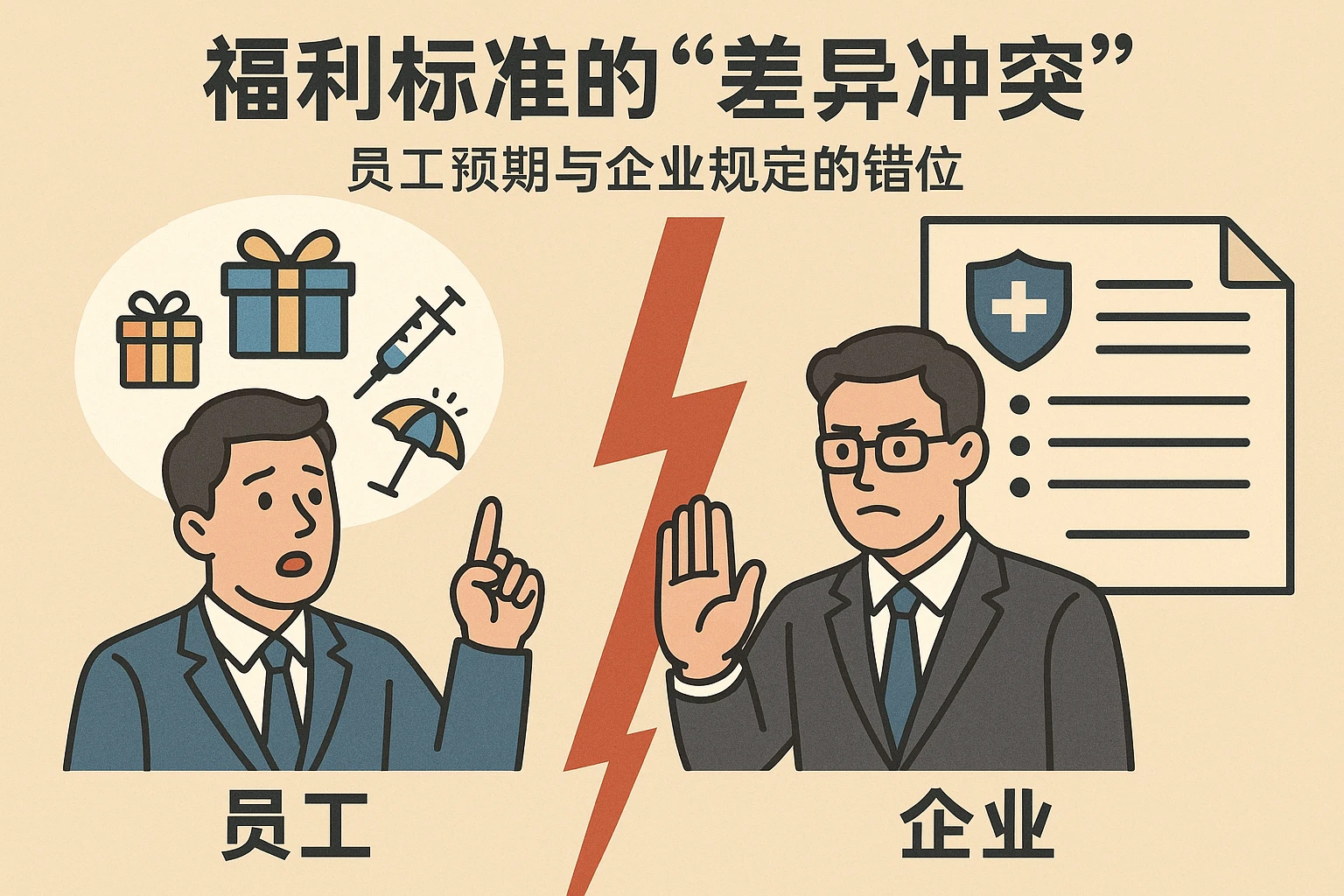 2. 福利标准的“差异冲突”：员工预期与企业规定的错位