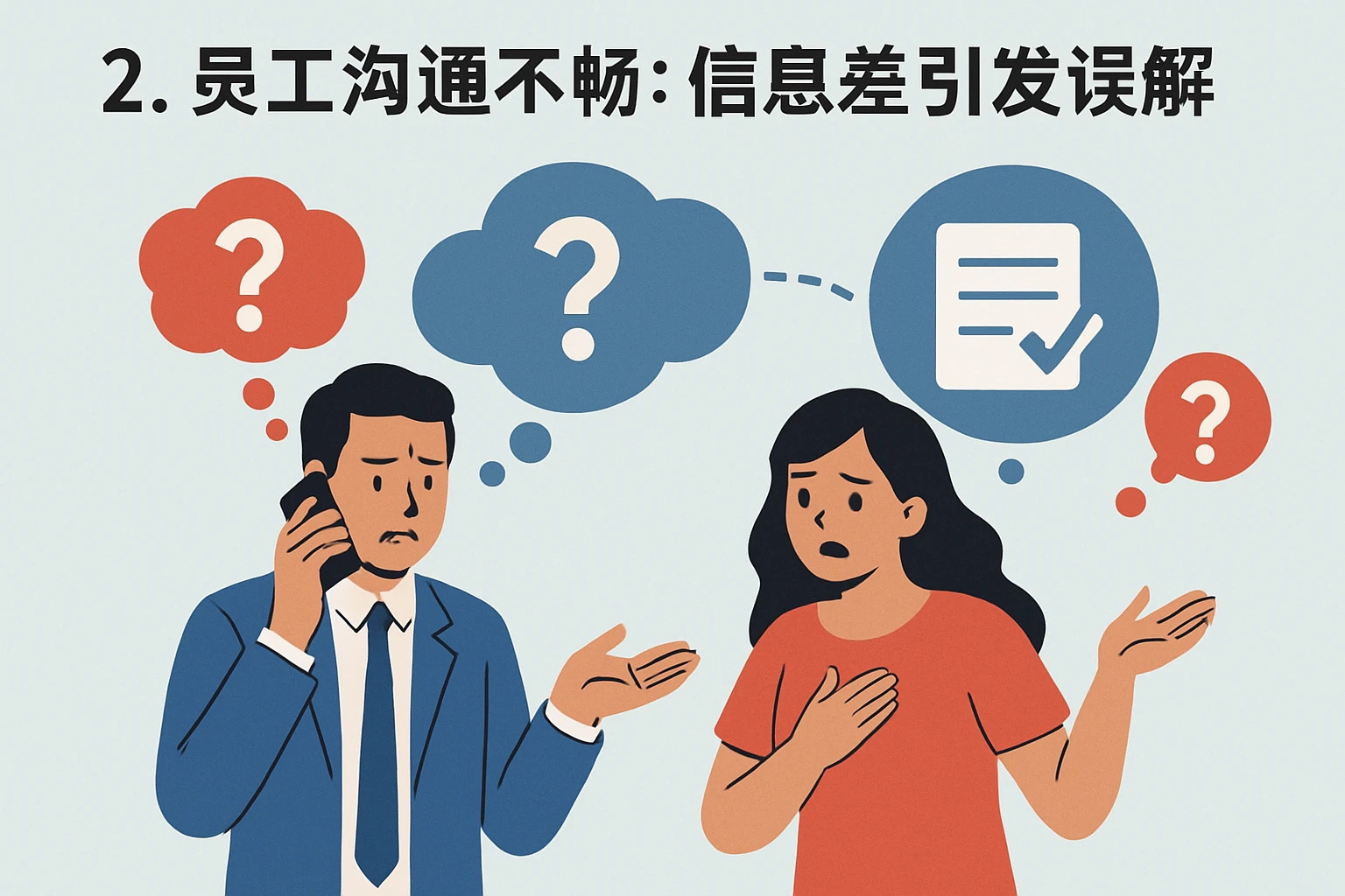 2. 员工沟通不畅：信息差引发误解