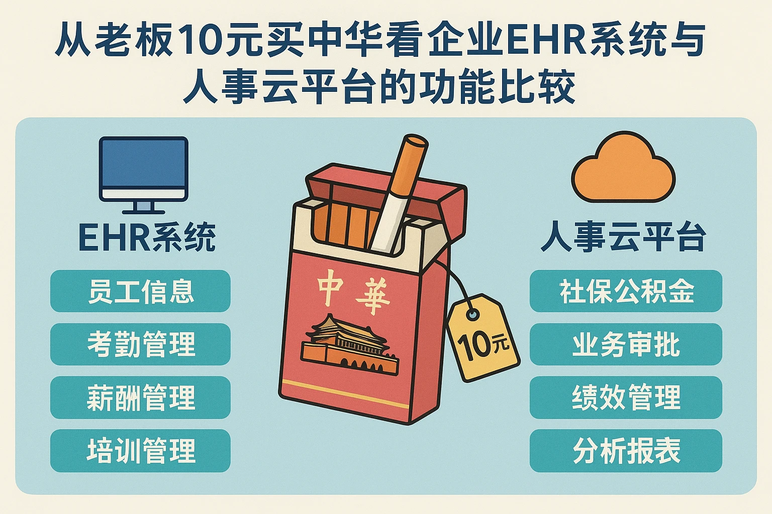 从老板10元买中华看企业EHR系统与人事云平台的功能比较